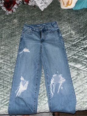 Old Navy Distressed Wide-Leg Blue Jeans